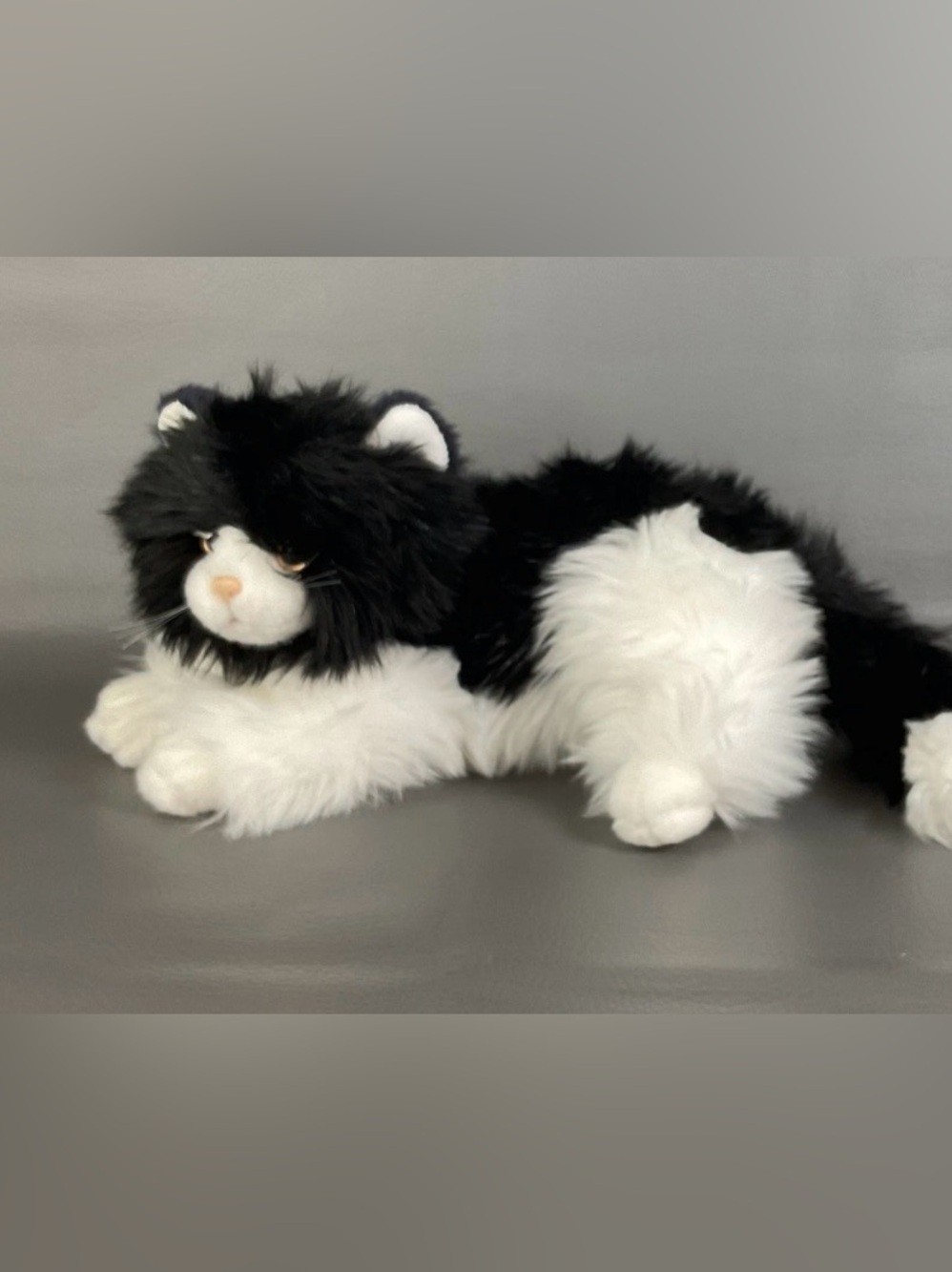 Ty Classic 2007 Kittles Black White Kitty Cat Plush Yellow Eyes 12” Long Hair